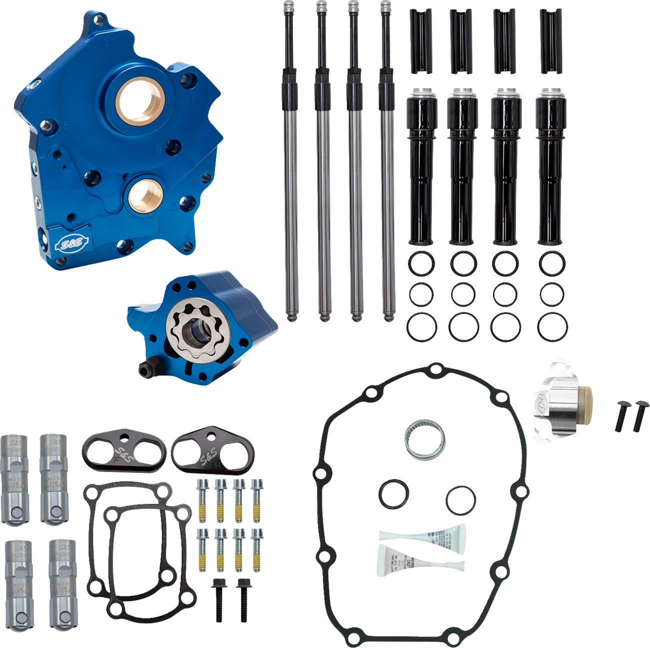 Cam Chest Kit without Cams for Chain Drive M8 | Cam Chest Kit without Cams - Chain Drive - Water Cooled - Black Pushrods - M8