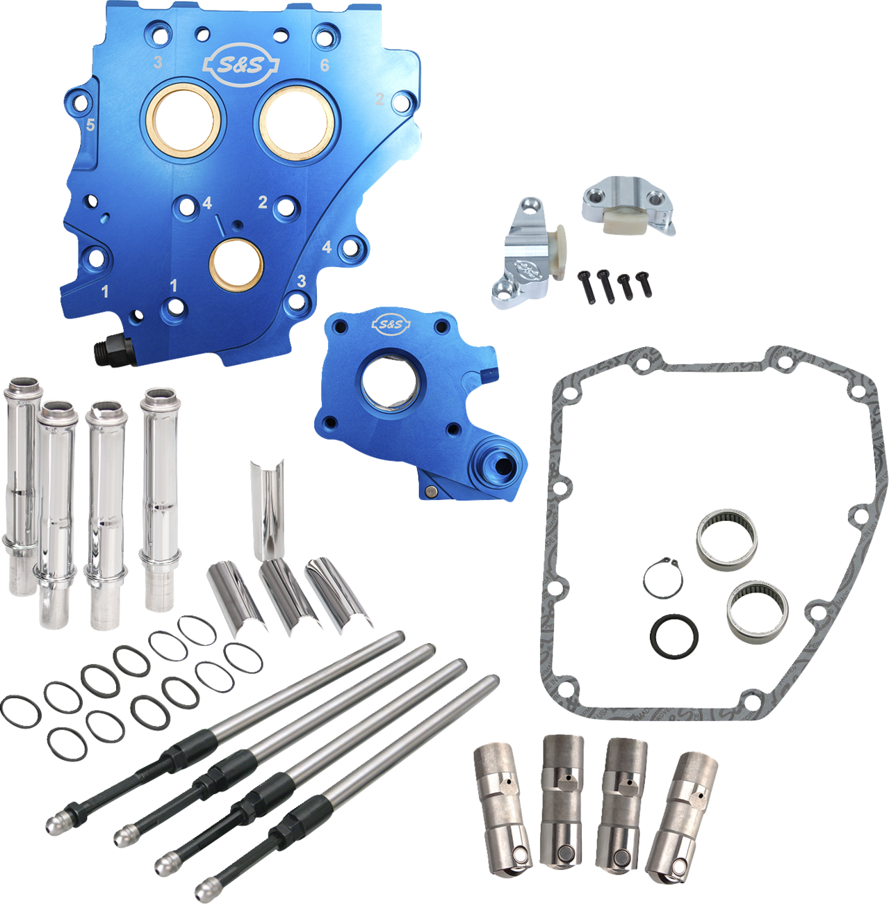 Cam Chest Kit without Cams for Chain Drive Twin Cam | Cam Chest Kit without Cams - Chain Drive - Chrome Pushrods - Twin Cam
