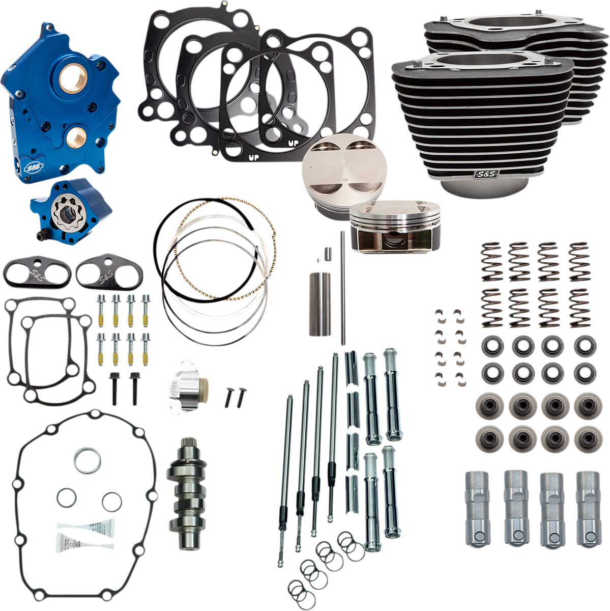 124" Power Package for Oil Cooled 107" M8 | 124" Power Package - Chain Drive - Highlighted Fins - Chrome Pushrod Tubes - 107" M8