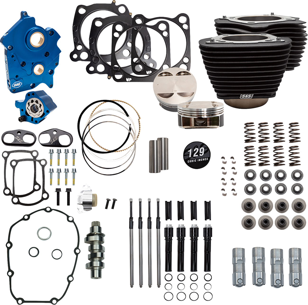 Power Package Engine Performance Kit | 129" Power Pack - 550 Chain Drive - Oil Cooled - Wrinkle Black w/o Highlight Fins - M8