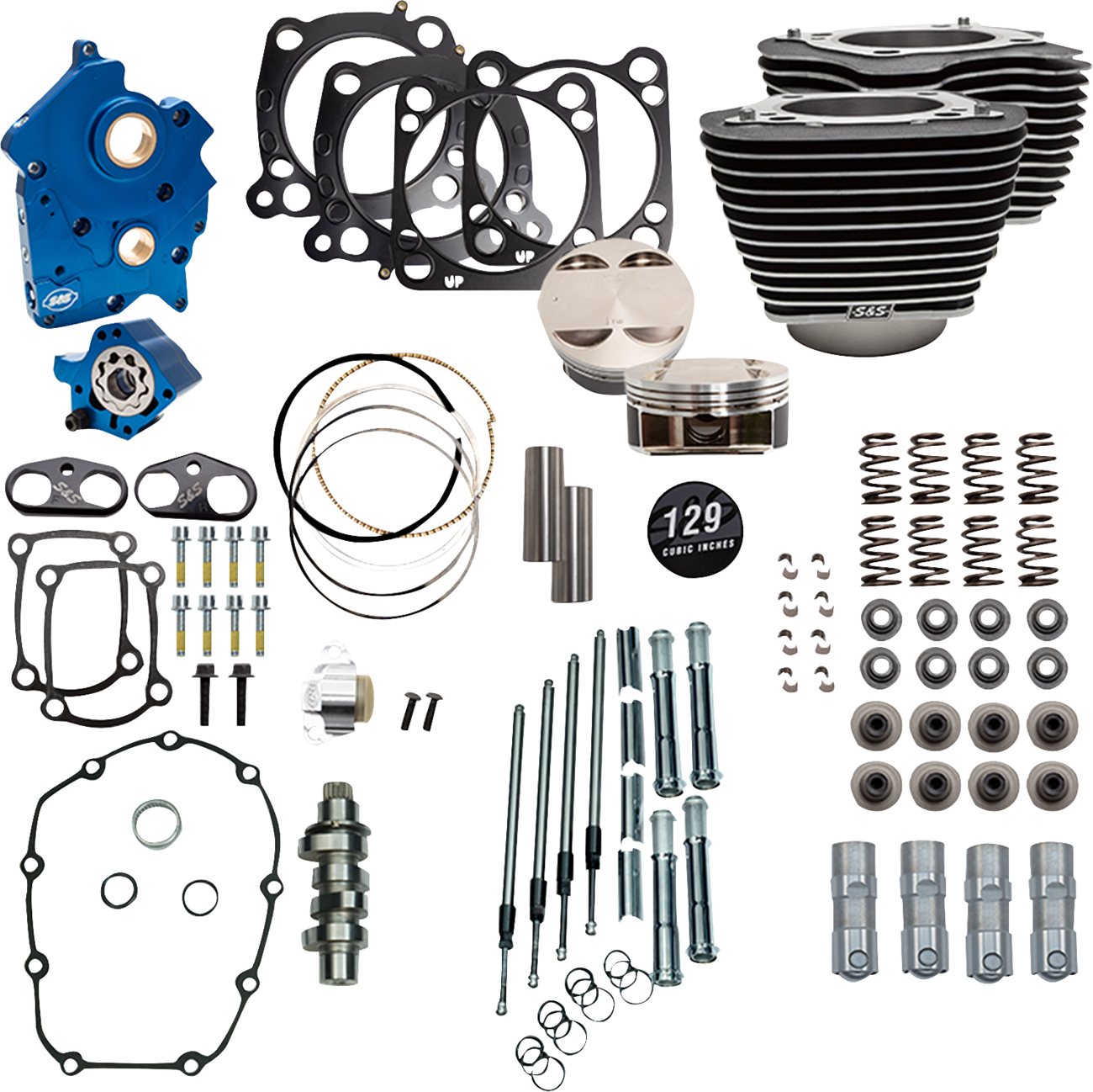 Power Package Engine Performance Kit | 129" Power Pack - 550 Chain Drive - Oil Cooled - Wrinkle Black w/Highlight Fins - M8