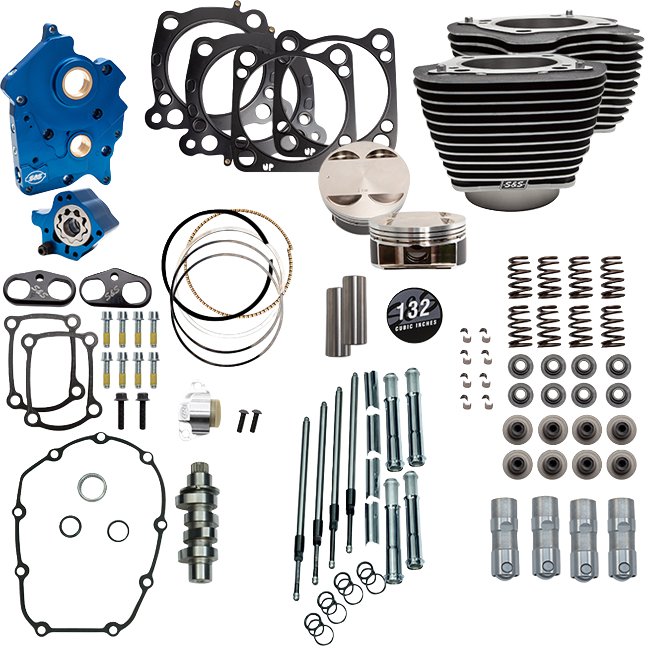 Power Package Engine Performance Kit | 132" Power Pack - 550 Chain Drive - Water Cooled - Wrinkle Black w/Highlight Fins - M8