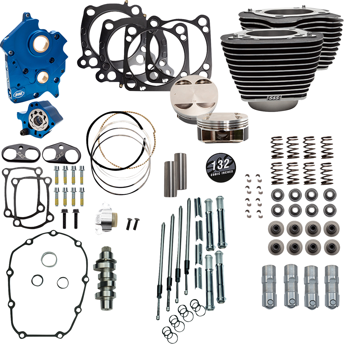 Power Package Engine Performance Kit | 132" Power Pack - 550 Chain Drive - Oil Cooled - Wrinkle Black w/Highlight Fins - M8