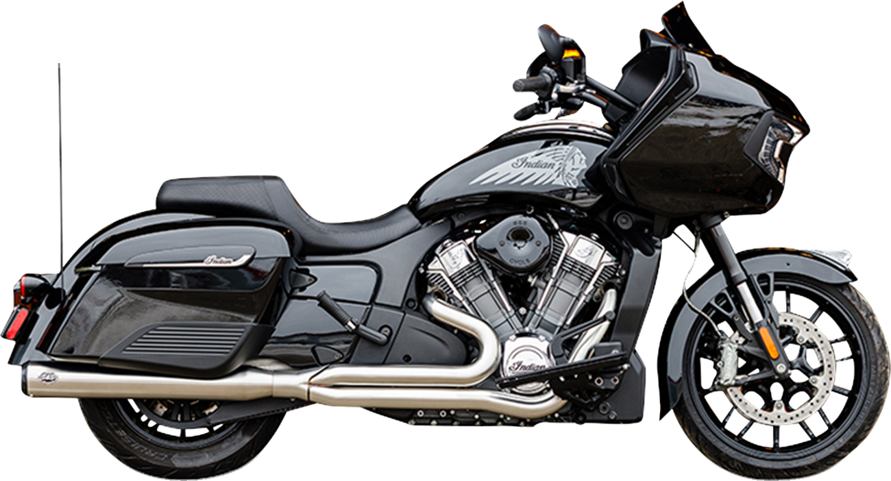 2-into-1 Qualifier Exhaust System | 2-into-1 Qualifier Exhaust System - Brushed Stainless Steel - Race Only - Indian with PowerPlus