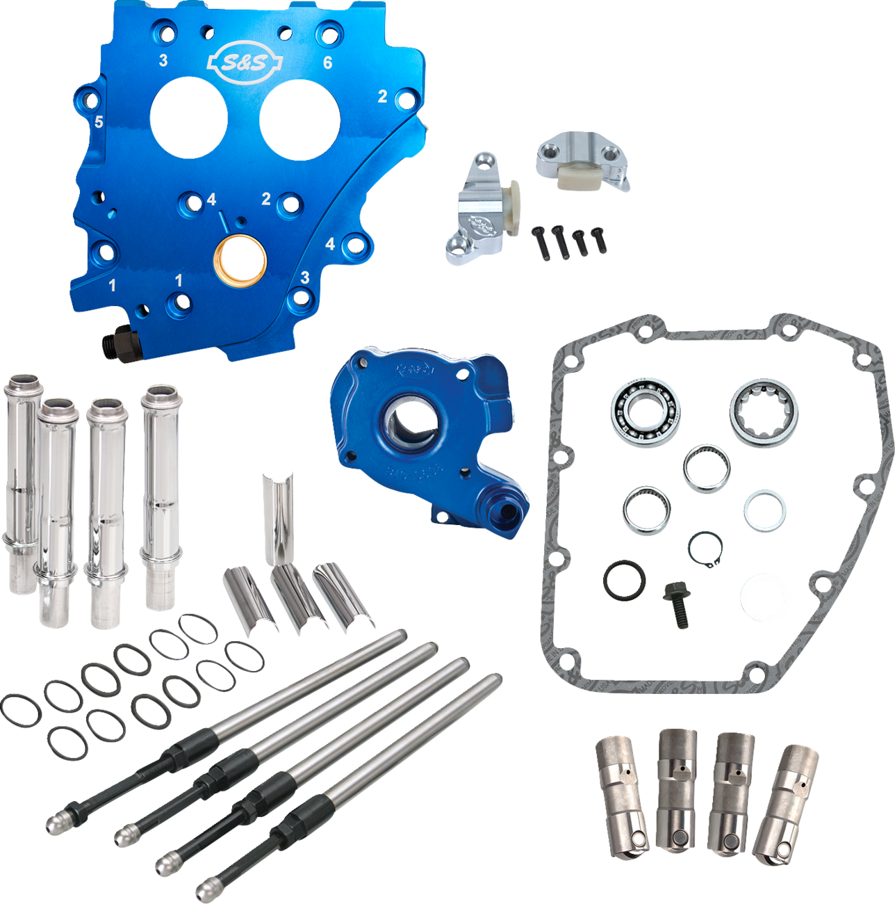 Cam Chest Kit without Cams for Chain Drive Twin Cam | Cam Chest Kit without Cams - Chain Drive - Chrome Pushrods - Twin Cam