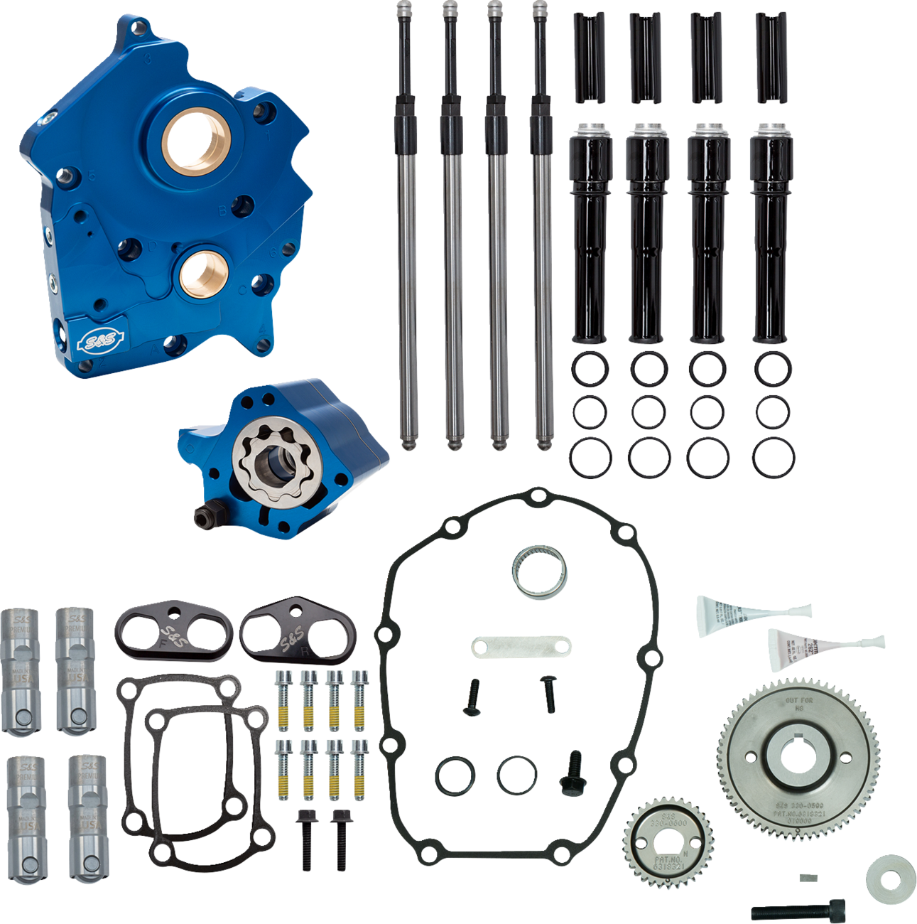 Cam Chest Kit without Cams for Gear Drive M8 | Cam Chest Kit without Cams - Gear Drive - Water Cooled - Black Pushrods - M8