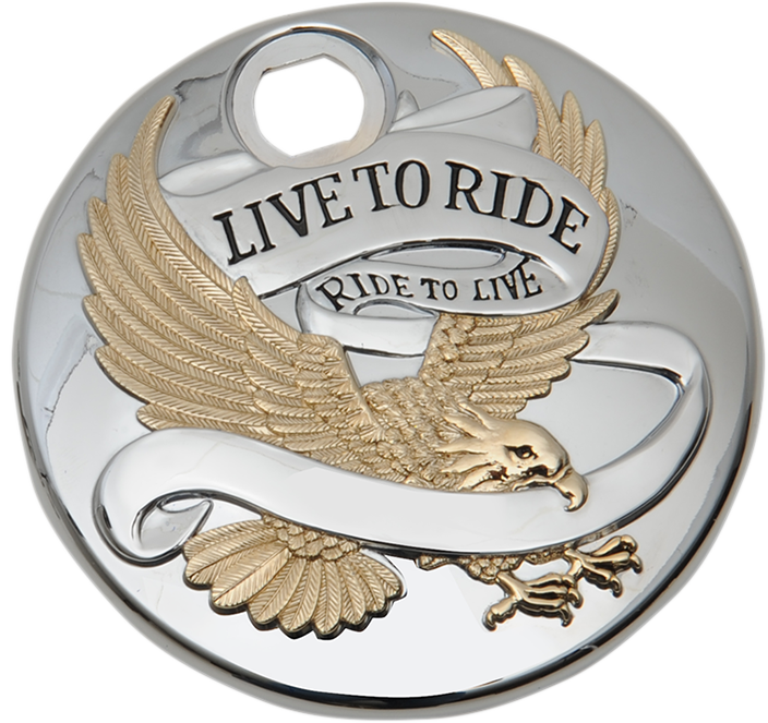"Live to Ride" Fuel Console Door | "Live to Ride" Console Door - Chrome with Gold