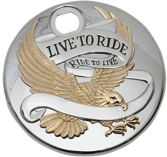 "Live to Ride" Fuel Console Door | "Live to Ride" Console Door - Chrome with Gold