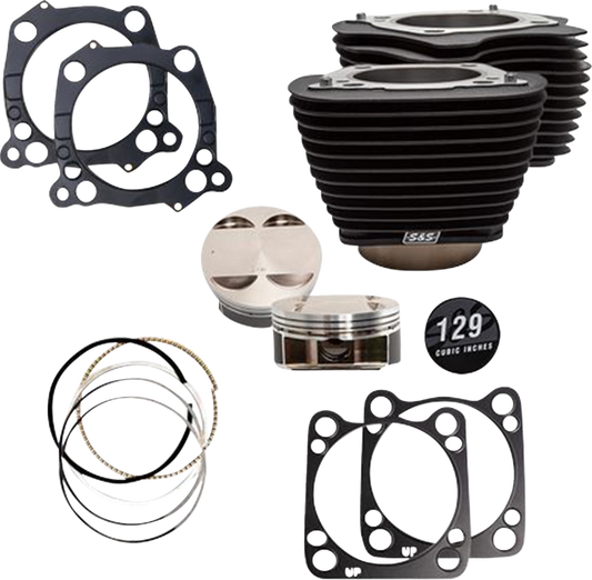 Big Bore Cylinder Kit | 129" Cylinder Kit - 4.375" Stroke - Wrinkle Black w/o Highlighted Fins - M8