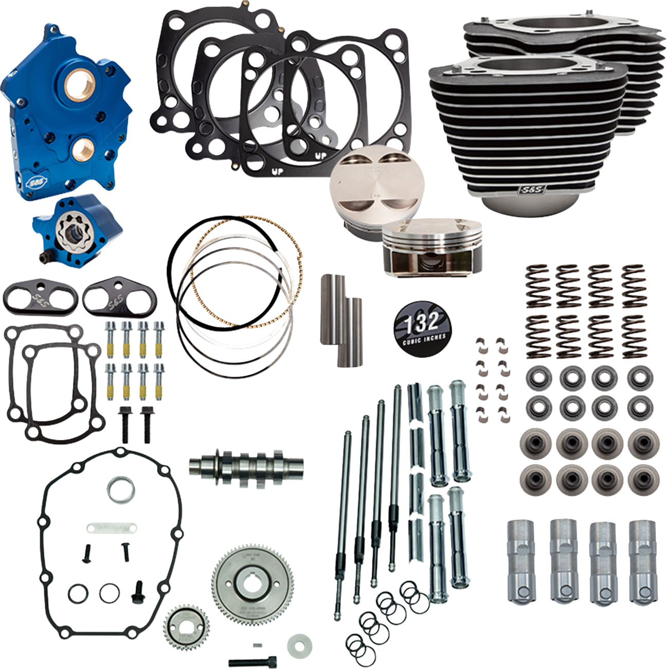 Power Package Engine Performance Kit | 132" Power Pack - 550 Gear Drive - Oil Cooled - Wrinkle Black w/Highlight Fins - M8