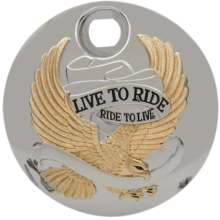"Live to Ride" Fuel Console Door | "Live to Ride" Console Door - Chrome with Gold