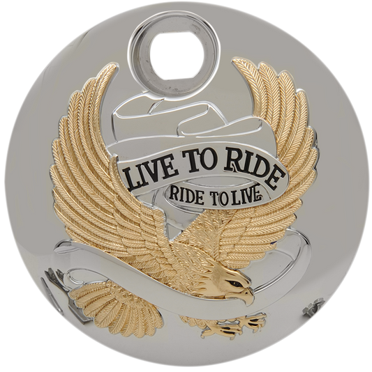 "Live to Ride" Fuel Console Door | "Live to Ride" Console Door - Chrome with Gold