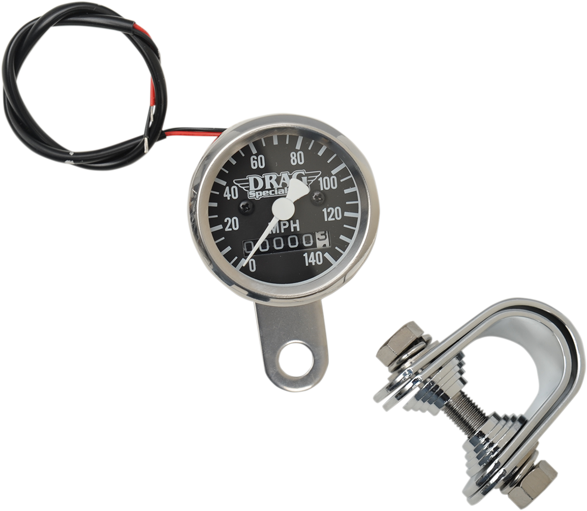 1-7/8" 140 MPH Mini Mechanical Speedometer | Mini Speedometer - Black - 2240:60 Ratio - 1-7/8"