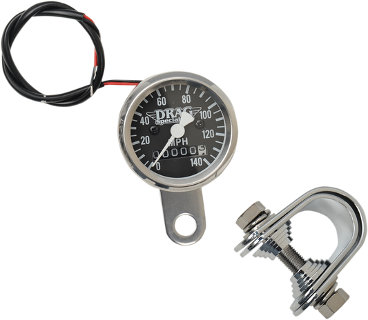 1-7/8" 140 MPH Mini Mechanical Speedometer | Mini Speedometer - Black - 2240:60 Ratio - 1-7/8"