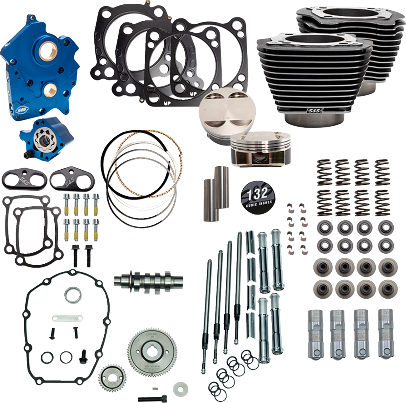 Power Package Engine Performance Kit | 132" Power Pack - 550 Gear Drive - Oil Cooled - Black Granite w/Highlight Fins - M8