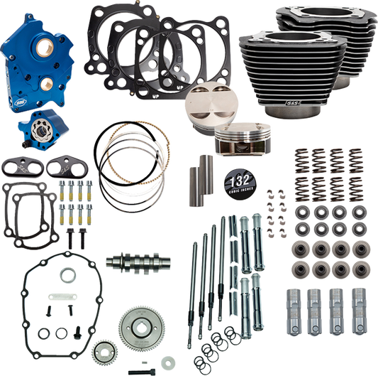 Power Package Engine Performance Kit | 132" Power Pack - 550 Gear Drive - Oil Cooled - Black Granite w/Highlight Fins - M8