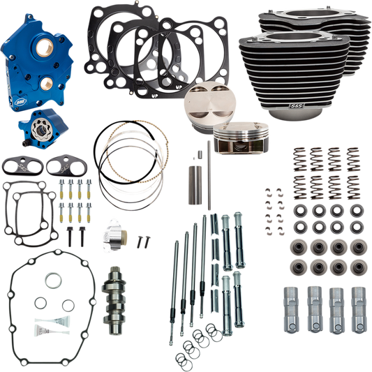124" Power Package for Oil Cooled 107" M8 | 124" Power Package - Chain Drive - Highlighted Fins - Chrome Pushrod Tubes - 107" M8