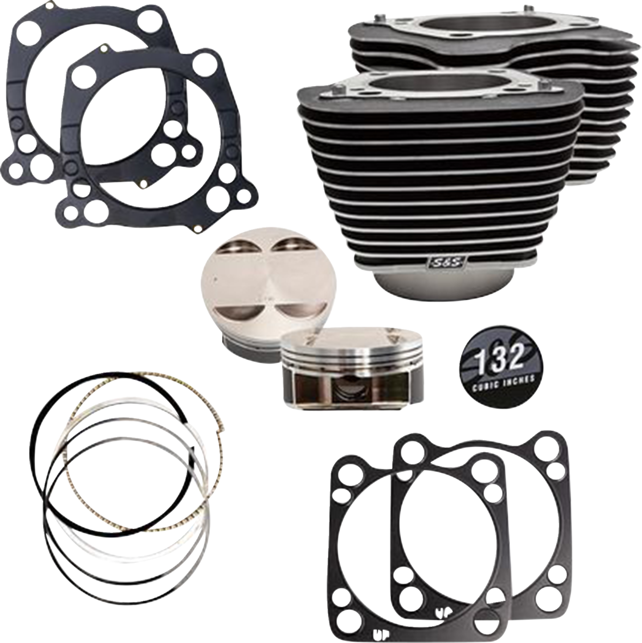 Big Bore Cylinder Kit | 132" Cylinder Kit - 4.500" Stroke - Wrinkle Black w/Highlighted Fins - M8