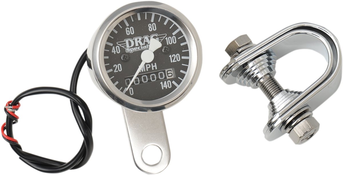 1-7/8" 140 MPH Mini Mechanical Speedometer | Mini Speedometer - Black - 2:1 Ratio - 1-7/8"