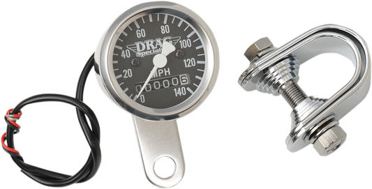 1-7/8" 140 MPH Mini Mechanical Speedometer | Mini Speedometer - Black - 2:1 Ratio - 1-7/8"