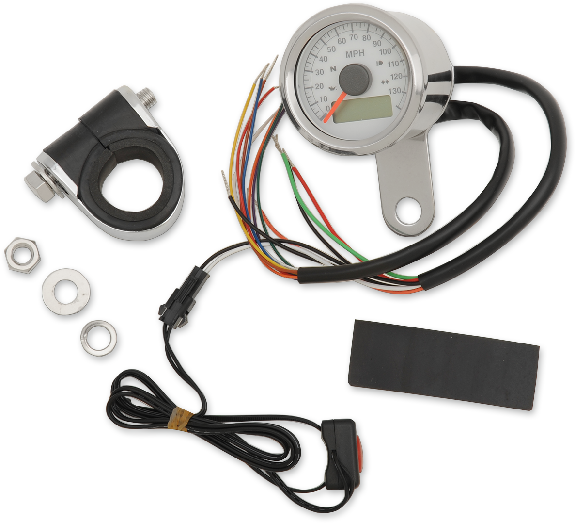 1-7/8" Programmable Electronic Speedometer with Indicator Lights | Programmable Speedometer with Indicator Lights - Natural - 140 MPH LED White Face - 1-7/8"