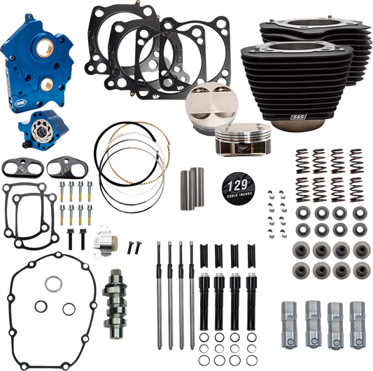 Power Package Engine Performance Kit | 129" Power Pack - 550 Chain Drive - Oil Cooled - Wrinkle Black w/o Highlight Fins - M8