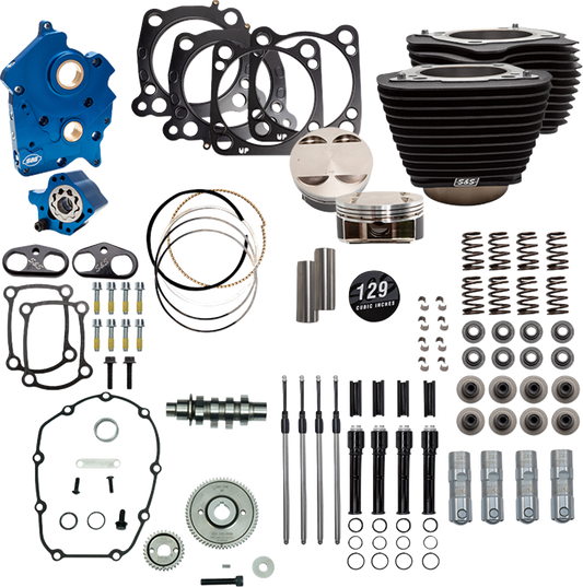 Power Package Engine Performance Kit | 129" Power Pack - 550 Gear Drive - Oil Cooled - Wrinkle Black w/o Highlight Fins - M8