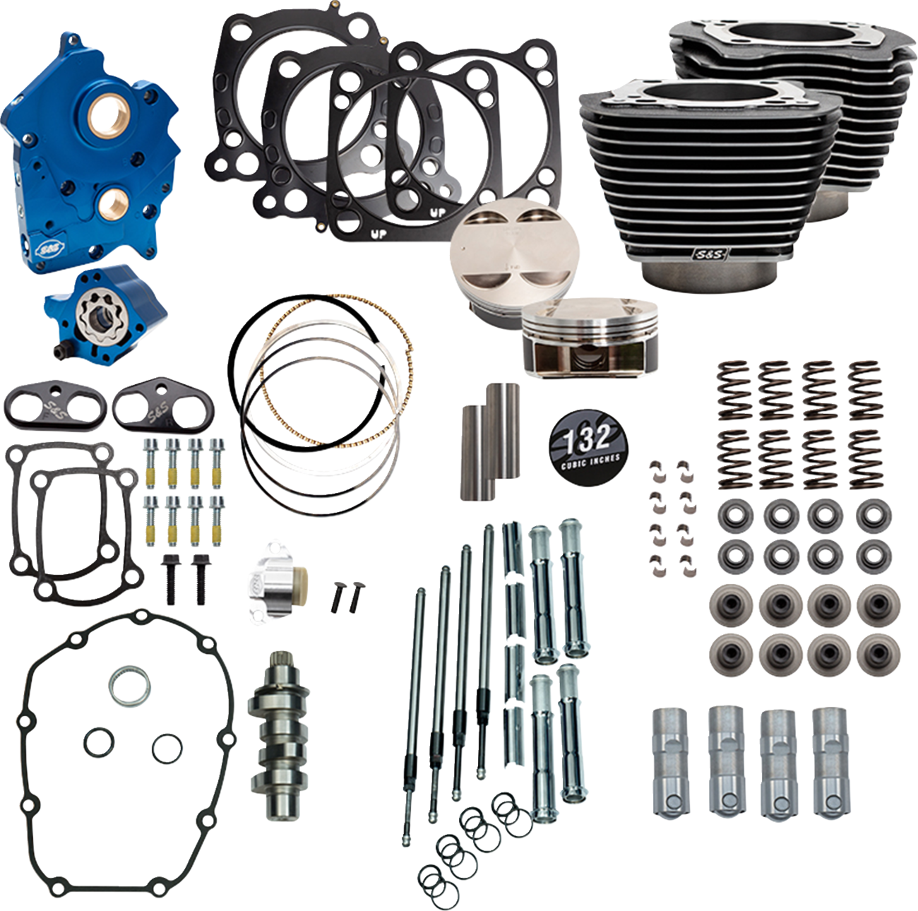 Power Package Engine Performance Kit | 132" Power Pack - 550 Chain Drive - Oil Cooled - Black Granite w/Highlight Fins - M8