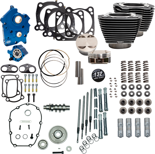Power Package Engine Performance Kit | 132" Power Pack - 550 Gear Drive - Water Cooled - Black Granite w/Highlight Fins - M8