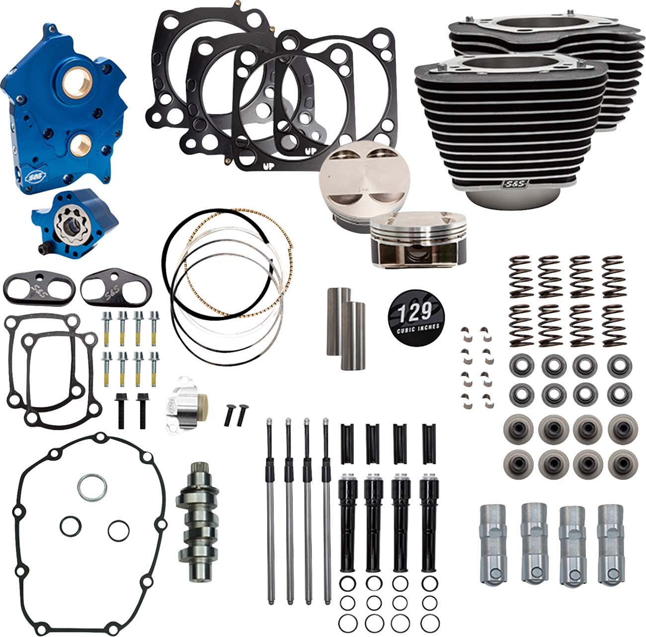 Power Package Engine Performance Kit | 129" Power Pack - 550 Chain Drive - Oil Cooled - Wrinkle Black w/Highlight Fins - M8