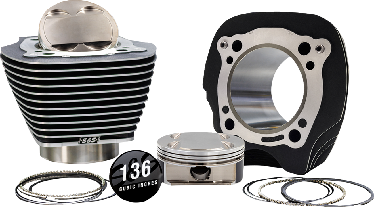132" High Compression / 136" Big Bore Kit | 132" High Compression | 136" Big Bore Kit - 4.320" Bore - Black w/Highlighted Fins - M8