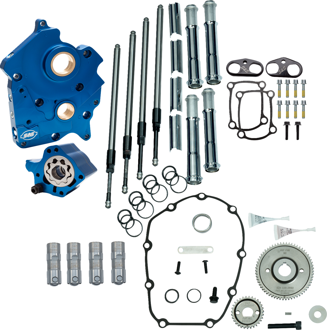 Cam Chest Kit without Cams for Gear Drive M8 | Cam Chest Kit without Cams - Gear Drive - Oil Cooled - Chrome Pushrods - M8