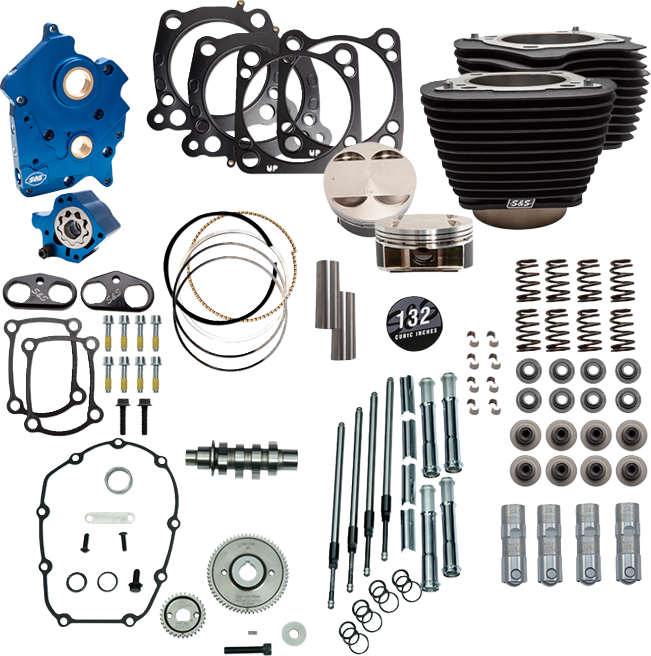 Power Package Engine Performance Kit | 132" Power Pack - 550 Gear Drive - Oil Cooled - Black w/o Highlight Fins - M8