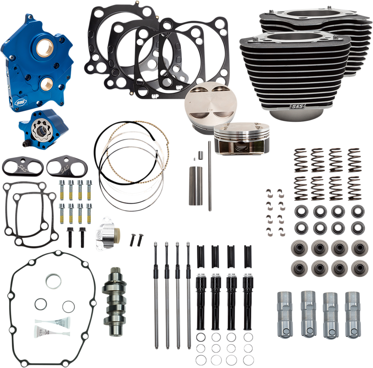 124" Power Package for Oil Cooled 107" M8 | 124" Power Package - Chain Drive - Highlighted Fins - Black Pushrod Tubes - 107" M8