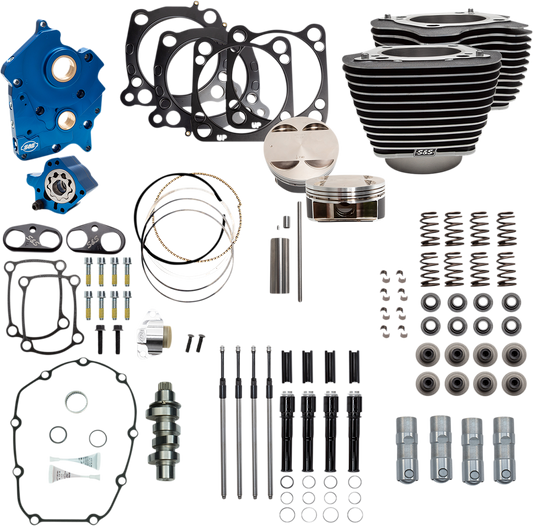 124" Power Package for Oil Cooled 107" M8 | 124" Power Package - Chain Drive - Highlighted Fins - Black Pushrod Tubes - 107" M8