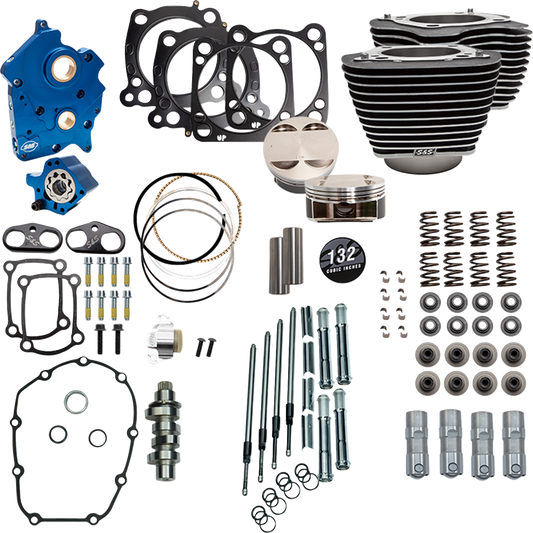 Power Package Engine Performance Kit | 132" Power Pack - 550 Chain Drive - Water Cooled - Wrinkle Black w/Highlight Fins - M8