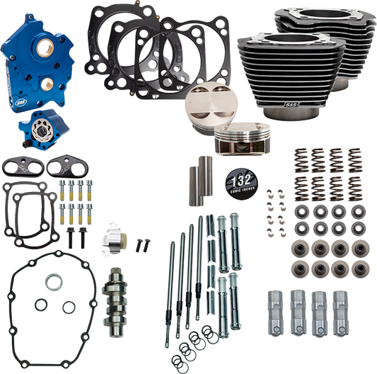 Power Package Engine Performance Kit | 132" Power Pack - 550 Chain Drive - Water Cooled - Black Granite w/Highlight Fins - M8