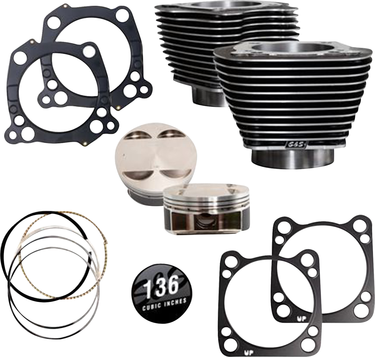 Big Bore Cylinder Kit | 136" Cylinder Kit - 4.625" Stroke - Black Granite w/Highlighted Fins - M8