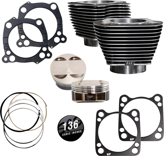 Big Bore Cylinder Kit | 136" Cylinder Kit - 4.625" Stroke - Black Granite w/Highlighted Fins - M8